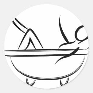 Pegatina Redonda Gente del día del balneario