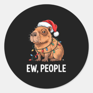 Pegatina Redonda Gente desagradable Capybara Luces de Navidad Diver