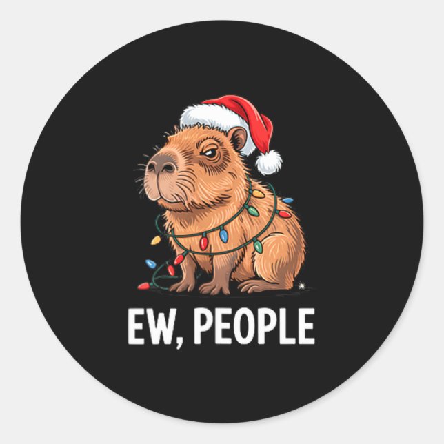 Pegatina Redonda Gente desagradable Capybara Luces de Navidad Diver (Anverso)