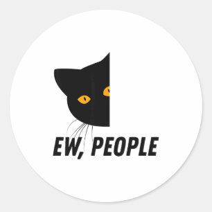 Pegatina Redonda Gente desagradable gato retro divertido introverti
