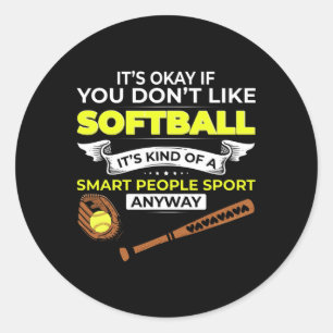 Pegatina Redonda Gente Inteligente de Softbol Deporte Fanático Dive
