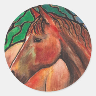 Pegatina Redonda Gentil Espíritu Caballo Sfrado Vidrio Mosaico Arte