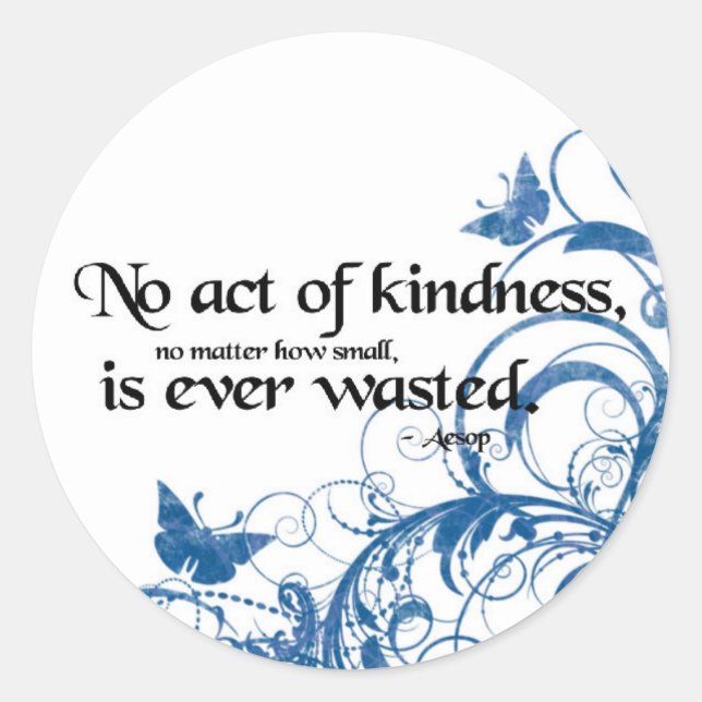 Pegatina Redonda gentileza mariposa giratoria (Anverso)