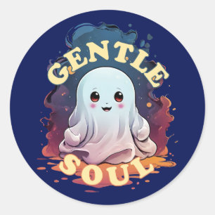Pegatina Redonda Gentle Soul Kawaii Ghost