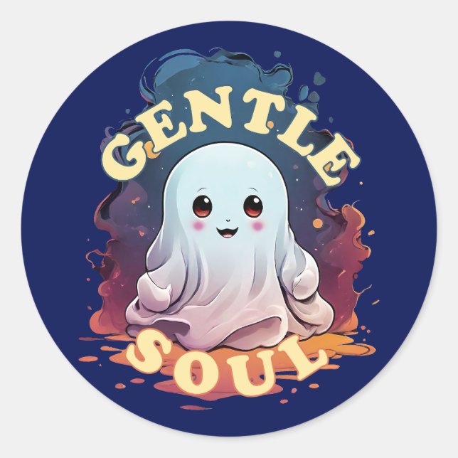 Pegatina Redonda Gentle Soul Kawaii Ghost (Anverso)