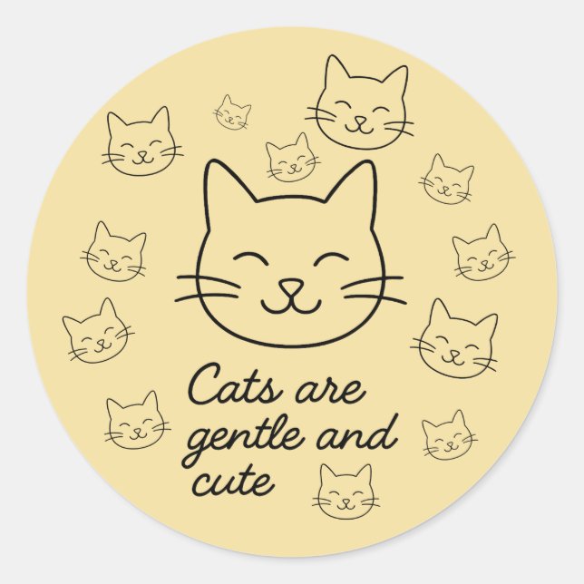 Pegatina Redonda Gentle Whiskers (Anverso)