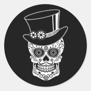 Pegatina Redonda Gentleman Sugar Skull