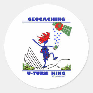 Pegatina Redonda Geocalización U Turn King