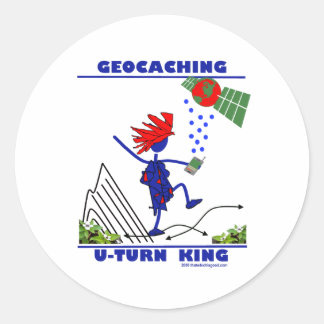 Pegatina Redonda Geocalización U Turn King