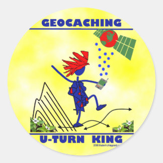 Pegatina Redonda Geocalización U Turn King