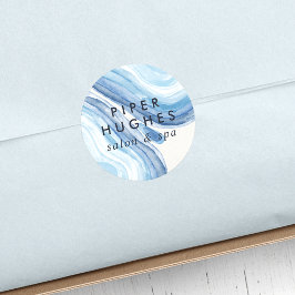 Pegatina Redonda Geode de onda azul