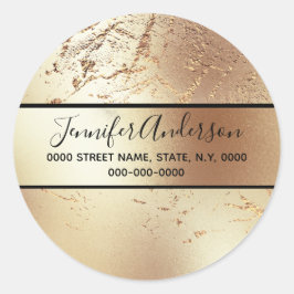 Pegatina Redonda Geode metal aspecto brillante textura de mármol