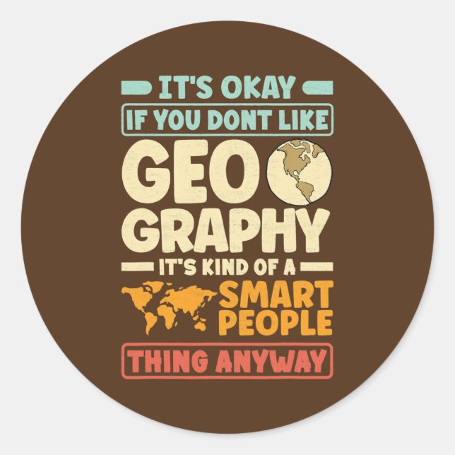 Pegatina Redonda Geography Geographer Cartography Funny  (Anverso)