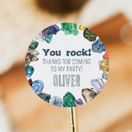 Pegatina Redonda Geology Birthday Rocks Dig Party Stickers
