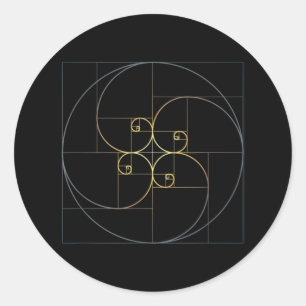 Pegatina Redonda Geometría de la relación de oro espiral fibonacci