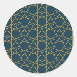 Pegatina Redonda Geometría de oro de Samarcanda