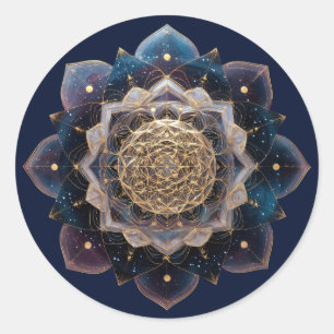 Pegatina Redonda Geometría de Starseed Diseño de Mandala