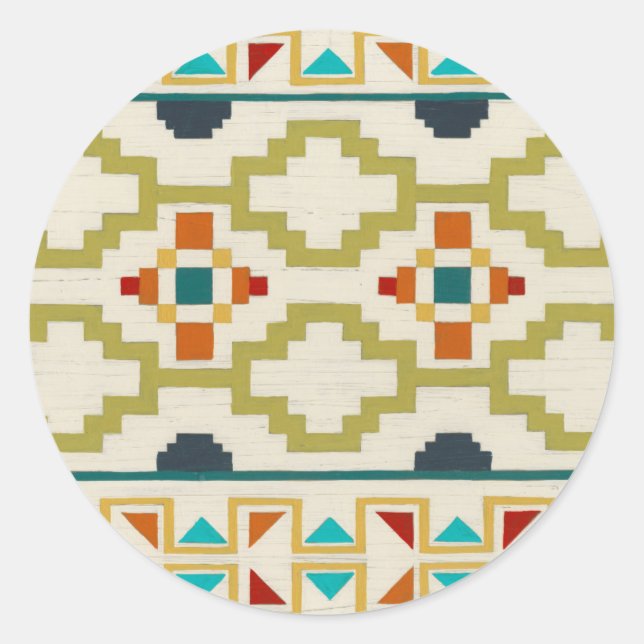 Pegatina Redonda Geometría del Suroeste I (Anverso)