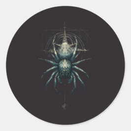 Pegatina Redonda Geometría Mística de Araña Oculta Arte Oscuro