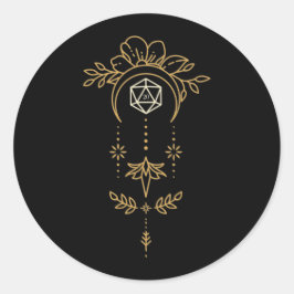 Pegatina Redonda Geometría sagrada D20 Dice Tabletop RPG