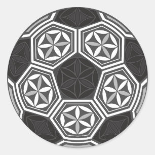 Pegatina Redonda geometría sagrada de fútbol