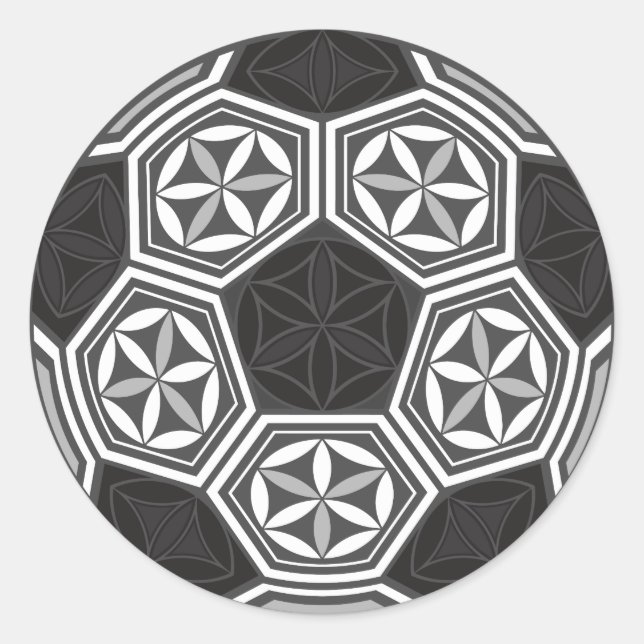Pegatina Redonda geometría sagrada de fútbol (Anverso)