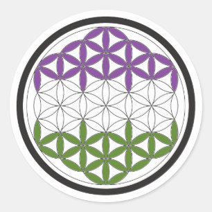 Pegatina Redonda geometría sagrada de genderQueer