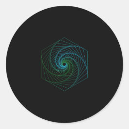 Pegatina Redonda Geometría sagrada - LíneaArt Azul y Verde