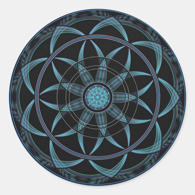 Pegatina Redonda Geometría sagrada Mandala - Bliss (Anverso)