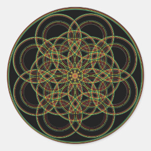 Pegatina Redonda Geometría sagrada -mano dibujada