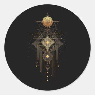Pegatina Redonda Geometría Sagrada Metatron Arte Deco Abstracto Esp