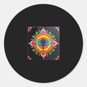 Pegatina Redonda Geometría Sagrada Psicodélica Mandala Insecto Natu