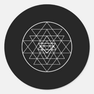 Pegatina Redonda Geometría Sagrada Sri Yantra Meditación Yoga