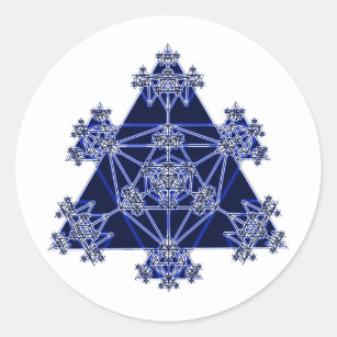 Pegatina Redonda Geometría sagrada: Triángulos azules: