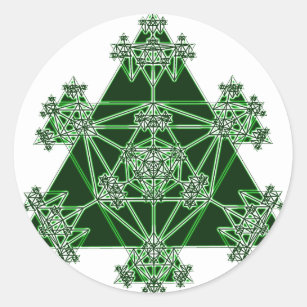 Pegatina Redonda Geometría sagrada: Triángulos verdes: