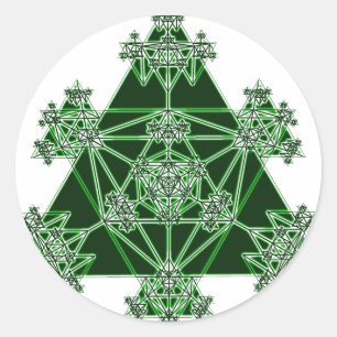 Pegatina Redonda Geometría Sagrada: Triángulos verdes:
