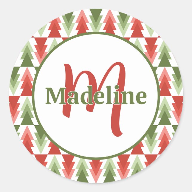 Pegatina Redonda Geometric Christmas Tree Grove (Anverso)