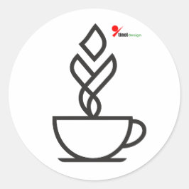 Pegatina Redonda Geometric Steam Coffee Cup  – Minimalist Te