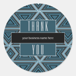 Pegatina Redonda Geométrica Blue Black Gracias A Los Negocios