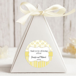 Pegatina Redonda Geométrico amarillo y gris de abeja