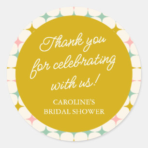 Pegatina Redonda Geométrico Vintage Personalizado Pastel Gracias