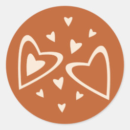 Pegatina Redonda Geometry in Love - crema sobre ocre rojo - imagen.