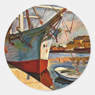 Pegatina Redonda George Braques, barco en Le Havre,