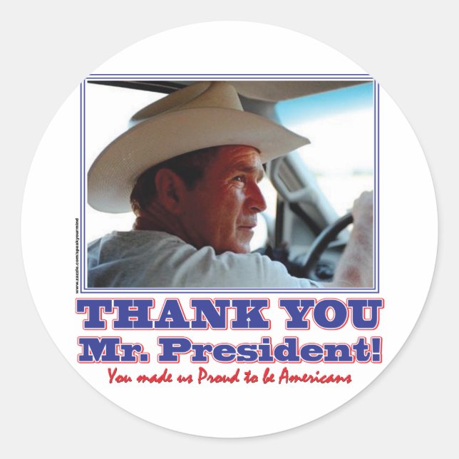 Pegatina Redonda ¡George Bush/Gracias! (Anverso)
