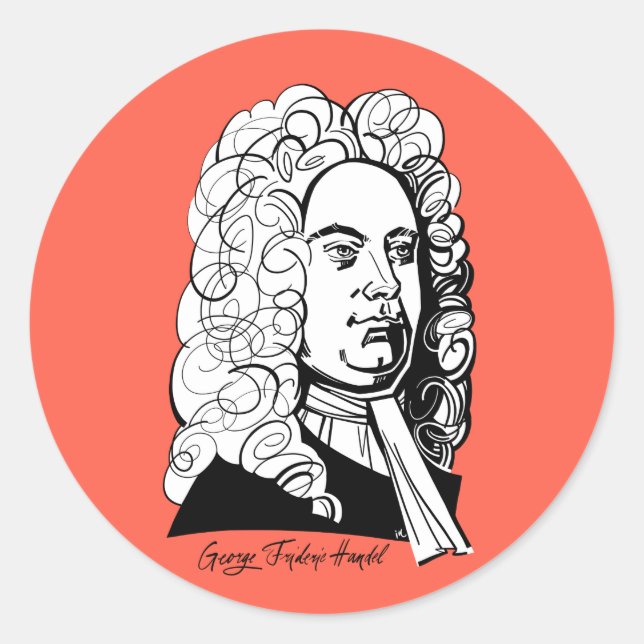 Pegatina Redonda George Frideric Handel (Anverso)