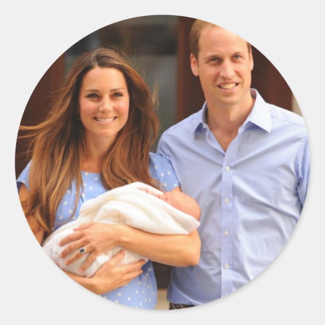 Pegatina Redonda George Royal Baby (Anverso)