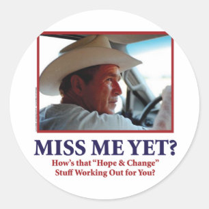 Pegatina Redonda George W Bush - Miss Me todavía
