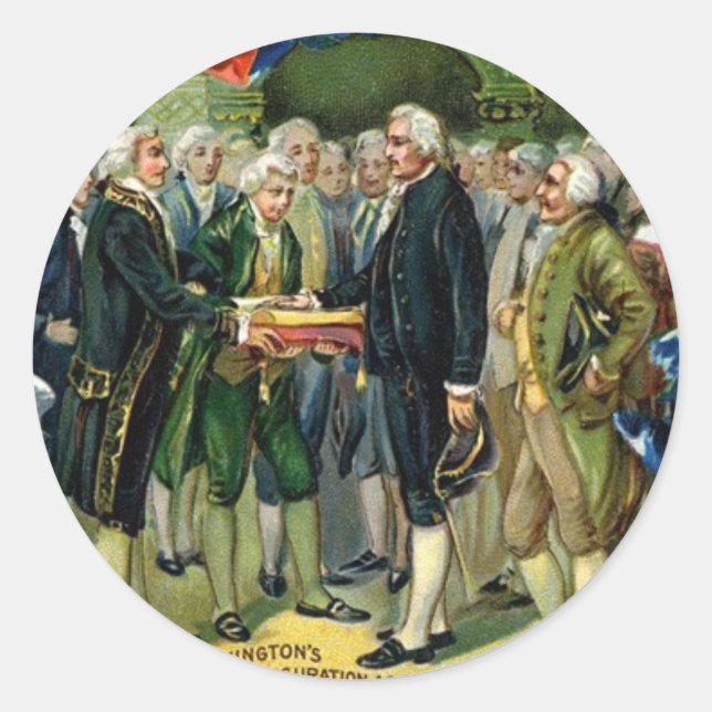 Pegatina Redonda George Washington (Anverso)