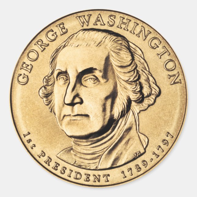 Pegatina Redonda George Washington (Anverso)