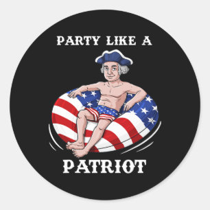 Pegatina Redonda George Washington 4 De Julio Estadounidense Patrio